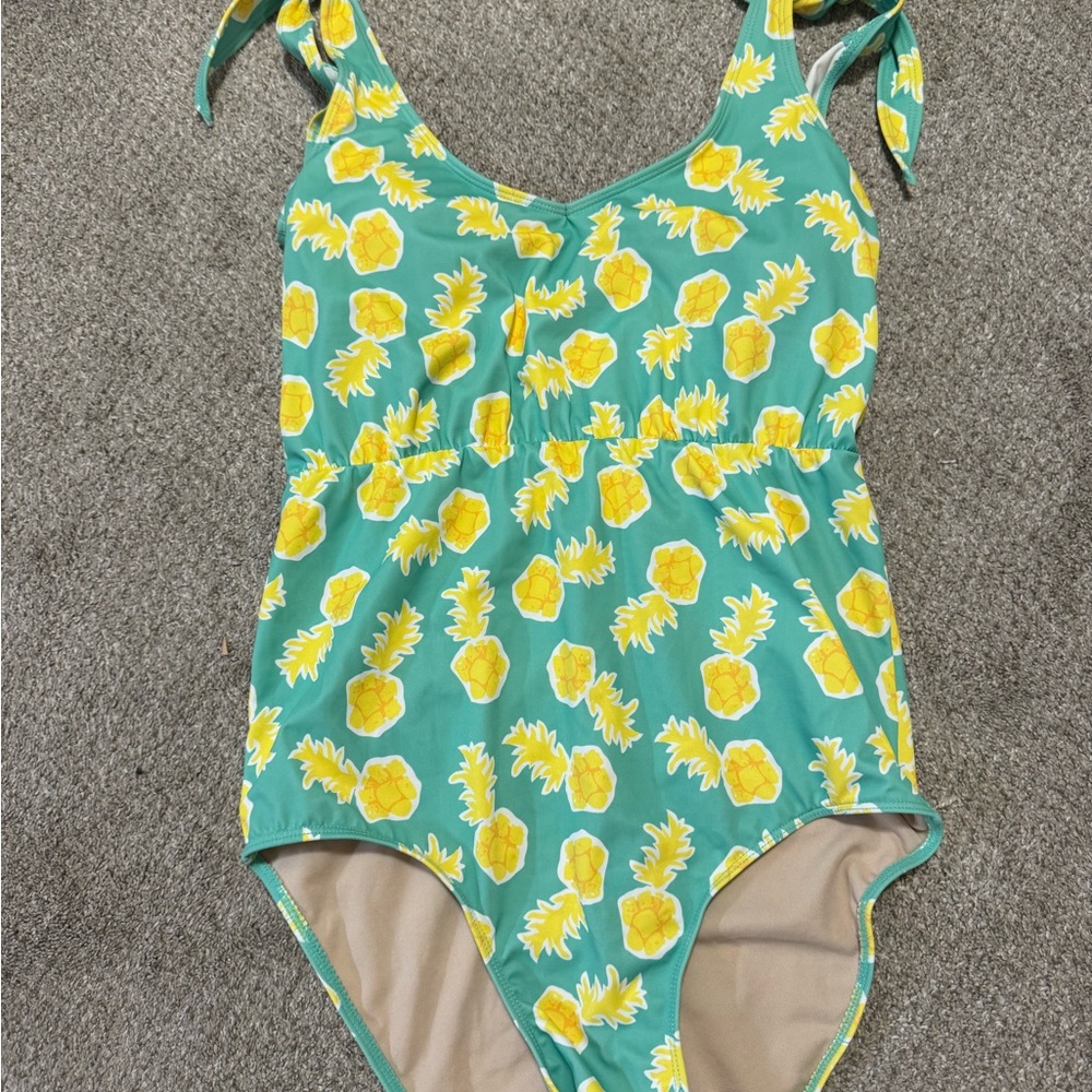 Kortni Jeane Green and Yellow Pineapple One-Piece Swimsuit